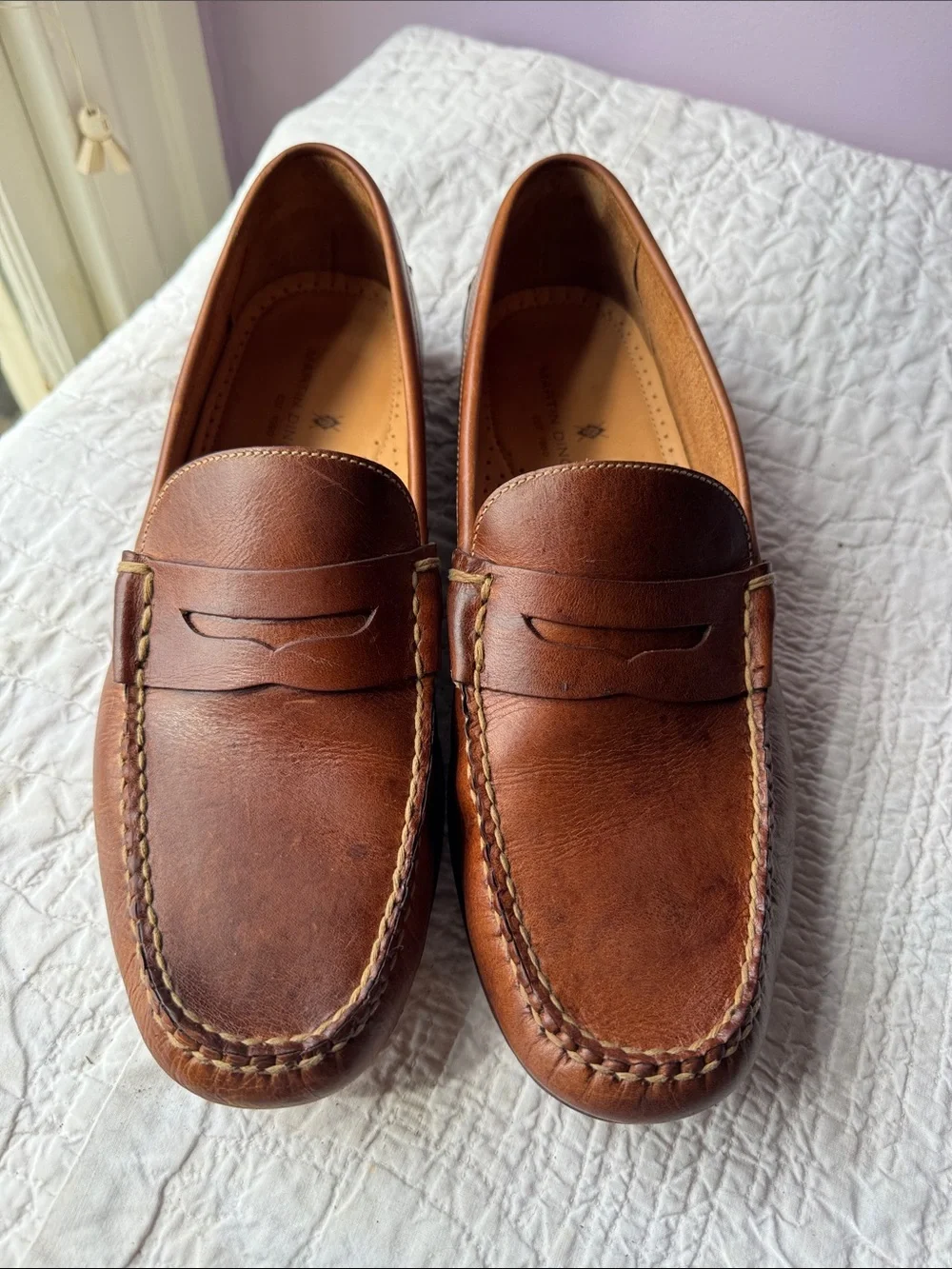 Martin Dingman Brown Leather Penny Loafers